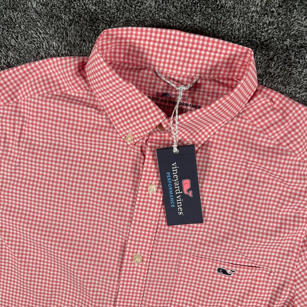 Vineyard Vines OTG Shirt Mens S Classic Fit Jetty Red Gingham Performance NEW